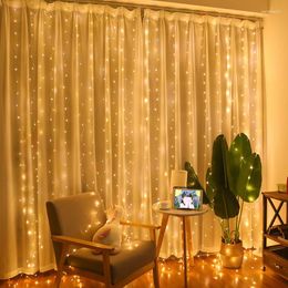 Strings LED Garland Curtain Lights 8 Modes USB Remote Control Fairy String Wedding Christmas Decor For Home Bedroom Year Lamp