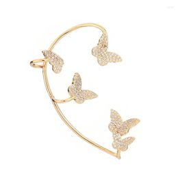 Backs Earrings Sweet Exquisite Butterfly Ear Clip Gold Plated Metal Bone For Women Sparkling Zircon Earring Fashion Jewellery