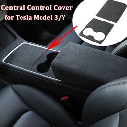 for Tesla Model 3 Y 2022 Central Control Panel Cover Suede Decoration Interior Accessories Center Console Protective Sticker Kit Black