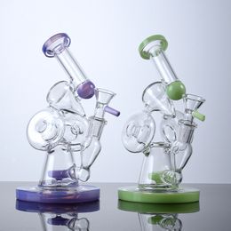 Milk Green Purple Sidecar Hookahs Recycler Unique Design Percolator Dab Rigs Oil Rig With Bowl Slitted Donut XL320
