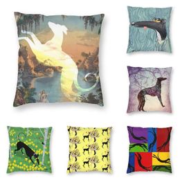 Oreiller personnalis￩ vintage un l￩vrier dans le bo￮tier de grotte d￩coration int￩rieure 3d imprim￩ Swighthound Dog Art Cover For Sofa