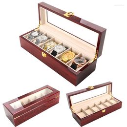 Watch Boxes 6/10/12 Grids Wooden Box Jewellery Display Case Holder Organiser For Watches Men Women Valentine's Day Gift