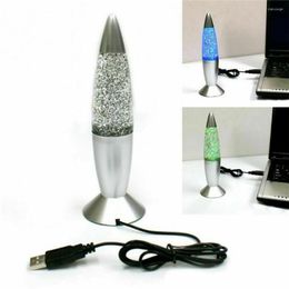 Night Lights RGB Colour Changing Lava Lamp Unique Rocket-shaped Body Led Flashing Party Decoration Usb Charging Bedside Light