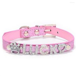 Dog Collars 10MM Bling Personalised Rhinestone With Alloy Clasp.DIY Name Chihuahua Collar Free 5 PCS Letter & 1PCS Charms