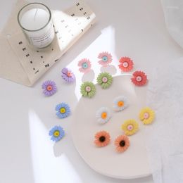 Backs Earrings Japanese Fresh Small Daisy Clip On Femininity Simple Cute White Pink Flower Non Pierced Ear Jewellery