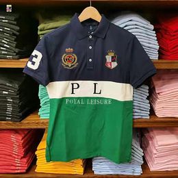 2023SS Classic New Short Sleeve Polos Shirt Men's Luxury Accessories Casual Cotton Embroidery Large Red Blue Green White Splice S-5XL