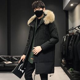 Men's Down Winter Jacket Men White Duck Hooded Fur Collar Windbreak Thicken Warm Coat