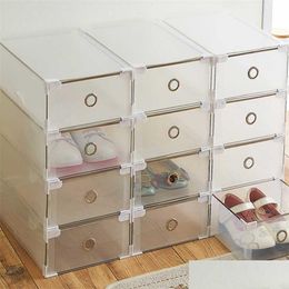 Storage Boxes Bins 5Pcs Transparent Shoe Box Dustproof Storage Can Be Superimposed Combination Cabinet Clamshell Men And Women 211 Dh5Hy