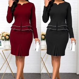 Two Piece Dress 2pcs/Set Skirt Suits Women Outfits Ladies Long Sleeve V Neck Blouse Tight Hip Skinny Set Business Suit