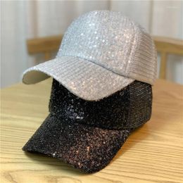 Ball Caps Summer Fashion Sequins Outdoor Sports Baseball Cap Women's Breathable Mesh Adjustable Back Button Hat Streetwear Hip Hop