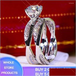 Wedding Rings Wedding Rings Trendy Style Stacking Tibetan Sier S925 Band For Women Fashion Jewellery Girl Gift Jz032Weddingwedding Bri Dhv6S