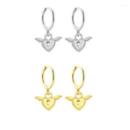 Hoop Earrings Fashion Gold Silver Color Glossy Angel Dangle Simple Round Circle For Women Jewelry Gift