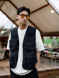 Men's Vests STNW 2022SS Cargo Waist Vest Tech Coat Loose Japan Style Minimalism Black Tops Street Wear