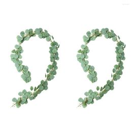 Decorative Flowers Simulation Ivy Vine Eucalyptus Cane Artificial Leaf Wreath 180cm 2pcs Plants Wedding Arch Wall Garden Decoration