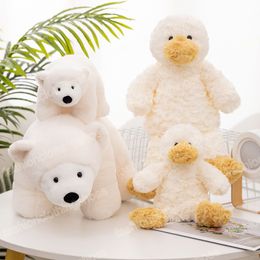 26-50cm Stuffed Soft Cute Curly Duck & Polar Bear Plush Toys Lovely Dolls Comfortable Animal Pillow for Baby Room Decor Gifts