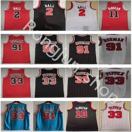 Men 2 Lonzo Ball Basketball Jersey 11 Demar DeRozan 23 Dennis 91 Rodman Scottie 33 Pippen Red White Black Blue Stripe Wholesale