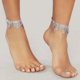 Anklets Shining Luxury Rhinestone Tassel Ankle Bracelet Foot Jewellery Summer Beach Barefoot Sandals Charms Anklet Women Legs Accessories
