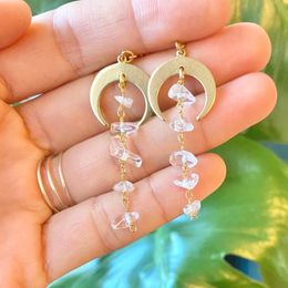 Dangle & Chandelier Crystal Earrings Birthstone Earrings Rose Quartz Moonstone Peridot Raw Crystal Black Tourmaline Women Gift