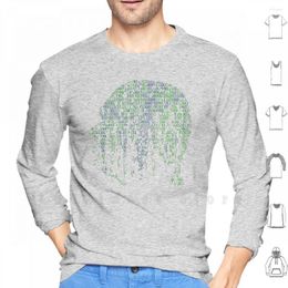 Men's Hoodies Binary Data Brain - Real Big Long Sleeve Geek Nerd Computer Science It Programme Programmer Code Coding