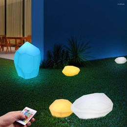 Charge LED Glow Stone Lawn Lamp Waterproof Color Changing Garden Landscape Light With Remote For Yard Patio Decoration