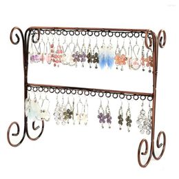 Jewelry Pouches Hanger Double Row Metal Elegant Earring Holder Display