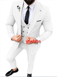 Customise tuxedo One Button Handsome Peak Lapel Groom Tuxedos Men Suits Wedding/Prom/Dinner Man Blazer Jacket Pants Tie Vest W1192