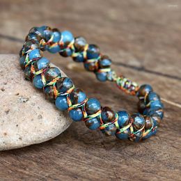 Charm Bracelets Natural Stone Beaded Wrap Femme Cloisonne String Braided Yoga Friendship Bracelet Bangle Bohemian Jewelery