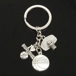 Fashion I Love Basketball Hoop Pendants Diy Handmade Men Keychain Car Keyring Jewelry Souvenir Gift