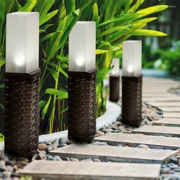 Solar Outdoor Waterproof Pathway Lights Rattan Rectangle Decoration LED Landscape Garden Backyard Lawn Lamp
