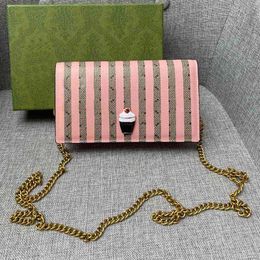 handbag designer bag22 New Fashion Bags Pink Stripes Purse Blue Old Flower Wallets Chain Crossbody Clutch Canvas Genuine Leather Fold Card Coin Pouch