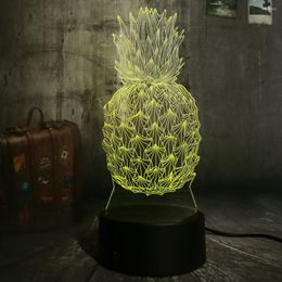 Night Lights Novelty 3D Pineapple Ananas LED Light 7 Colour Change Home Room Decor Child Kids Baby Sleeping Desk Lamp Festival Lamps