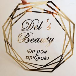 Party Decoration Custom Mirror Gold Acrylic Welcome Sign Personalized Irregular Shop Store Logo Name Decors