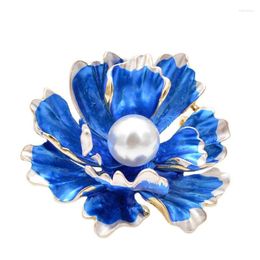 Brooches CINDY XIANG 6 Colours Choose Enamel Peony Flowers For Women Wedding Fashion Pearl Pins Elegant Coat Accessories Gift