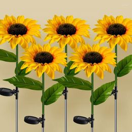 Strings 5 Packs LED Solar Sunflower Lamp Outdoor Waterproof Garden Lawn Lights For Holiday Decoration