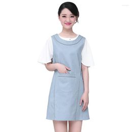 Aprons Fashion Korean Apron Dress Long For Women Lady Waiter Kitchen Cooking Milk Coffee Tea Shop Cotton Baking Work Cleaning