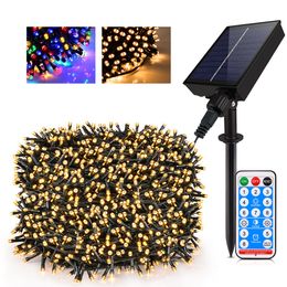 Solar Led String Fairy Light 10M 20M 30M 50M 100M Ghirlanda impermeabile Grande pannello solare Lampada a carica rapida per la decorazione del giardino di Natale