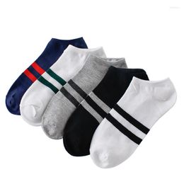 Men's Socks 10pcs 5pairs Men's Cotton Stripe Boat Spring Autumn Male Casual Harajuku Breathable Men Ankle Sock Meias