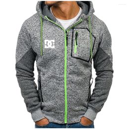 Men's Hoodies Fashion DC Men's Hoodie 2022 Fall Casual Sweatshirt Top Solid Colour Hooded Zip Shirt Jacket