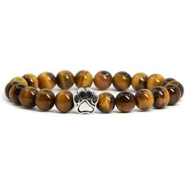 Natural Stone Mala Bead Yoga Bracelets Dog Hand Paw 8mm Stretch Rope Bead Women Men Bracelet