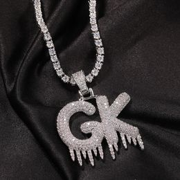 TopBling A-Z Custom Letters Ice Pendant Necklace Bling 18K Real Gold Plated Hip Hop Jewelrys