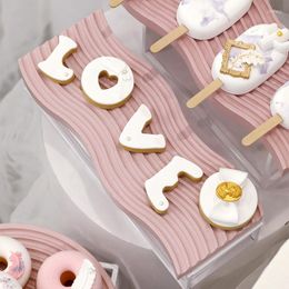 Bakeware Tools SWEETGO Pink Wood Board Cake Stands 1 Piece Cupcake Muffin Trays Home Decoration Chopping Block Children Birthday Dessert