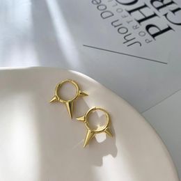 Hoop Earrings Punk Gold Colour Spike Rivet Piercing For Women Men Simple Geometric Round Small Ear Buckle Earring Jewellery Gifts