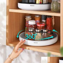 Storage Holders Racks 360 Rotating Storage Rack Mtifunctional Seasoning Organizer Shelf Oilproof Nonslip Kitchen Supplies Holder F Dhlem