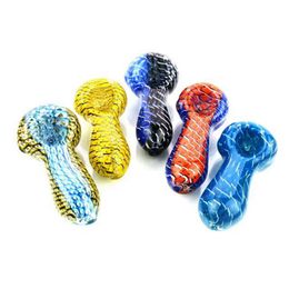 Mini Twisting Art Style Pipes Colourful Pyrex Thick Glass Portable Design Spoon Philtre Dry Herb Tobacco Bong Handpipe Handmade Oil Rigs Smoking Cigarette Holder