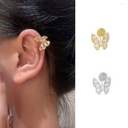 Backs Earrings Zircon Full Diamond Butterfly Mosquito Coil Ear Clip Female European And American Stainless Steel No Hole Small Temperament