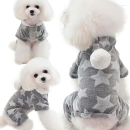 Dog Apparel Winter Pet Jumpsuit Clothes Puppy Cat Fleece Overalls Costume Hoodie Casual Stars Sweatshirt Pajamas For Teddy Small