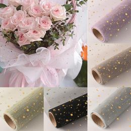 Gift Wrap 50cm X 5 Yard/roll Star Moon Soft Lace Mesh Wrapping Paper Flower Bouquet Florist Supplies DIY Decor Valentine's Day