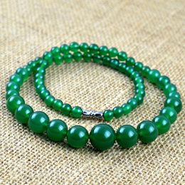 Choker Classic Green Semi-precious Stone Necklaces For Women 6-14mm Round Beads Tower Chain Necklace Christmas Gifts LN031220