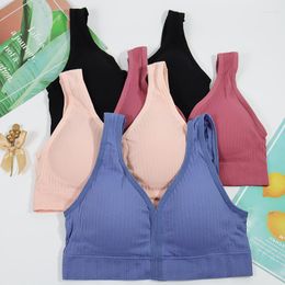Yoga Outfit Solid Colour Women's Sports Bra Chest-wrapped Seamless Push Up Tube Top V-neck Fitness Bras Female Running Underwear