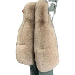 Women's Fur 2022 Winter Warm Thick Vest Women Long Loose Coat Sleeveless Fashion Lady Faux